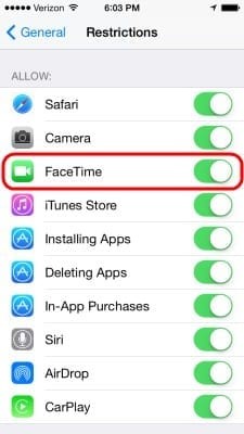 enable facetime icon