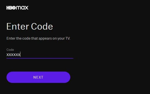 Where do I enter the HBO Max TV login code?